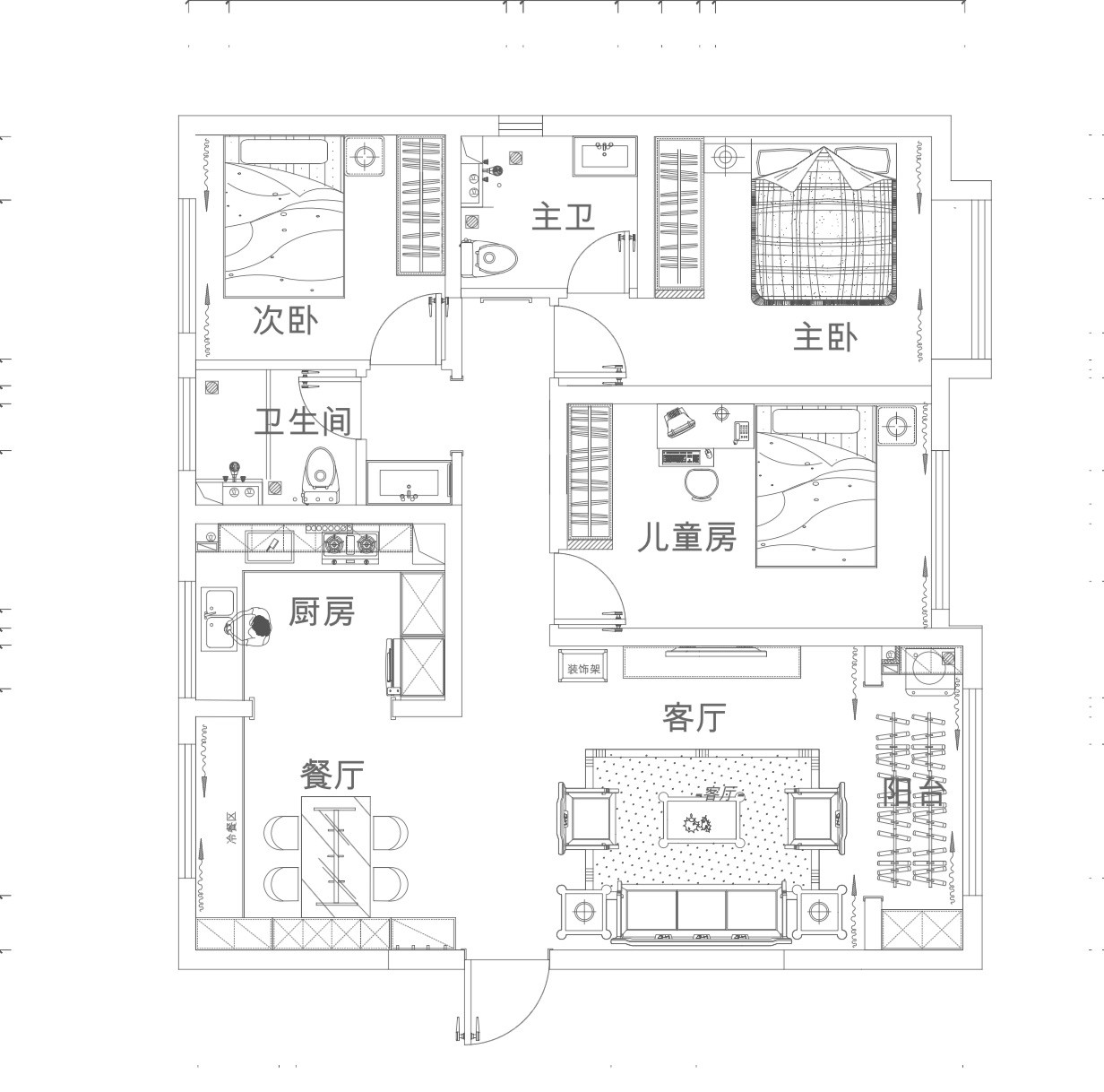 融創(chuàng)中心現(xiàn)代簡(jiǎn)約風(fēng)格戶型圖裝修效果圖