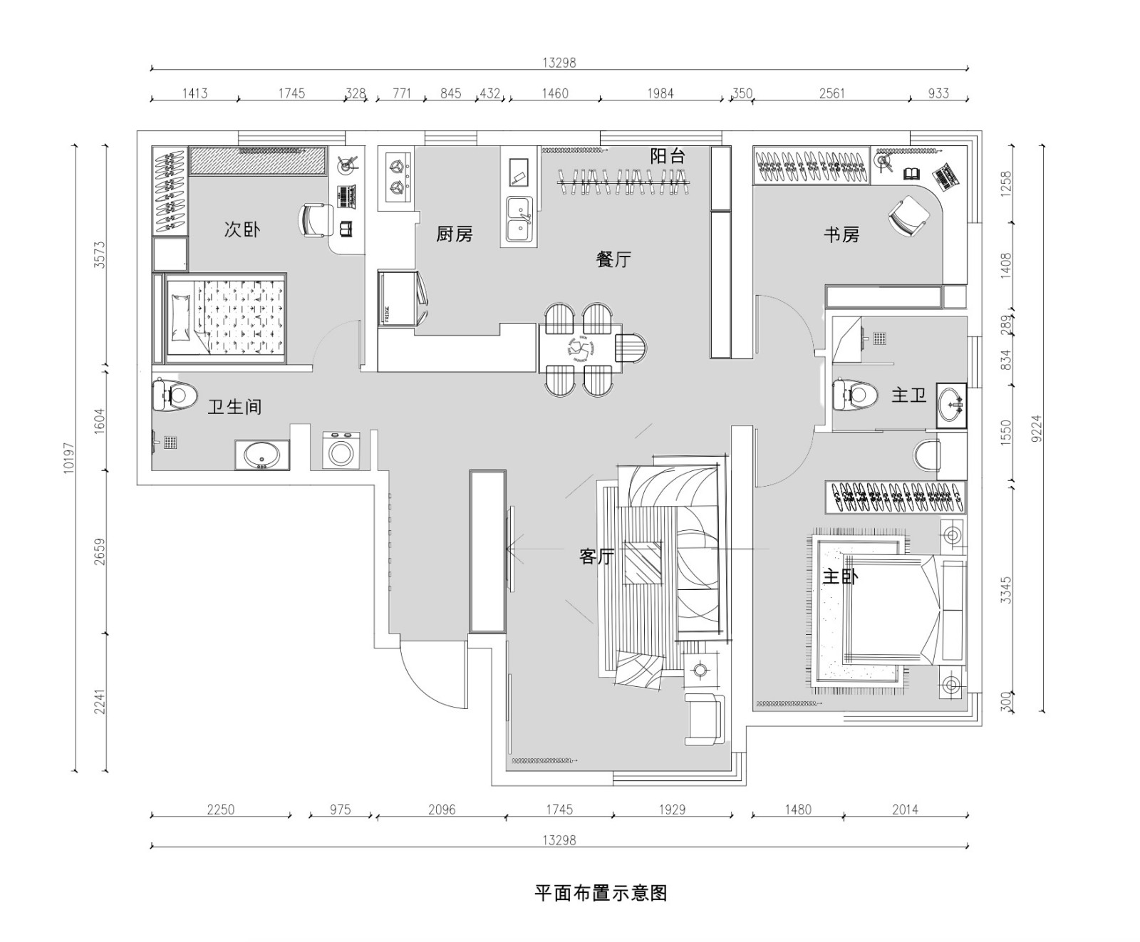 西美第五大道現(xiàn)代簡(jiǎn)約風(fēng)格戶型圖裝修效果圖